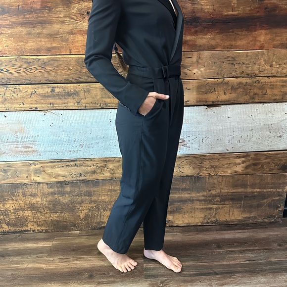 Gorgeous POLO Ralph Lauren Tuxedo-Inspired Wool Blend Satin-Trimmed Jumpsuit - Picture 3 of 7